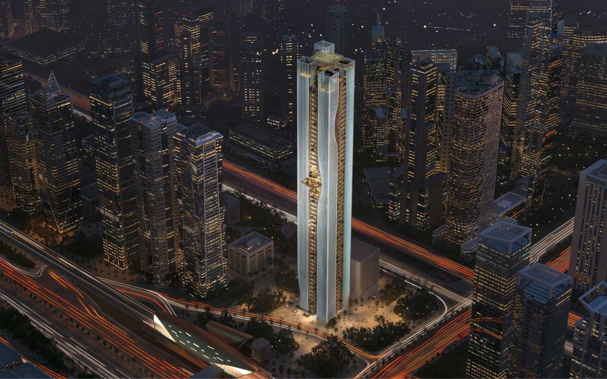 Berkeley Tower on Sheikh Zayed Road at night