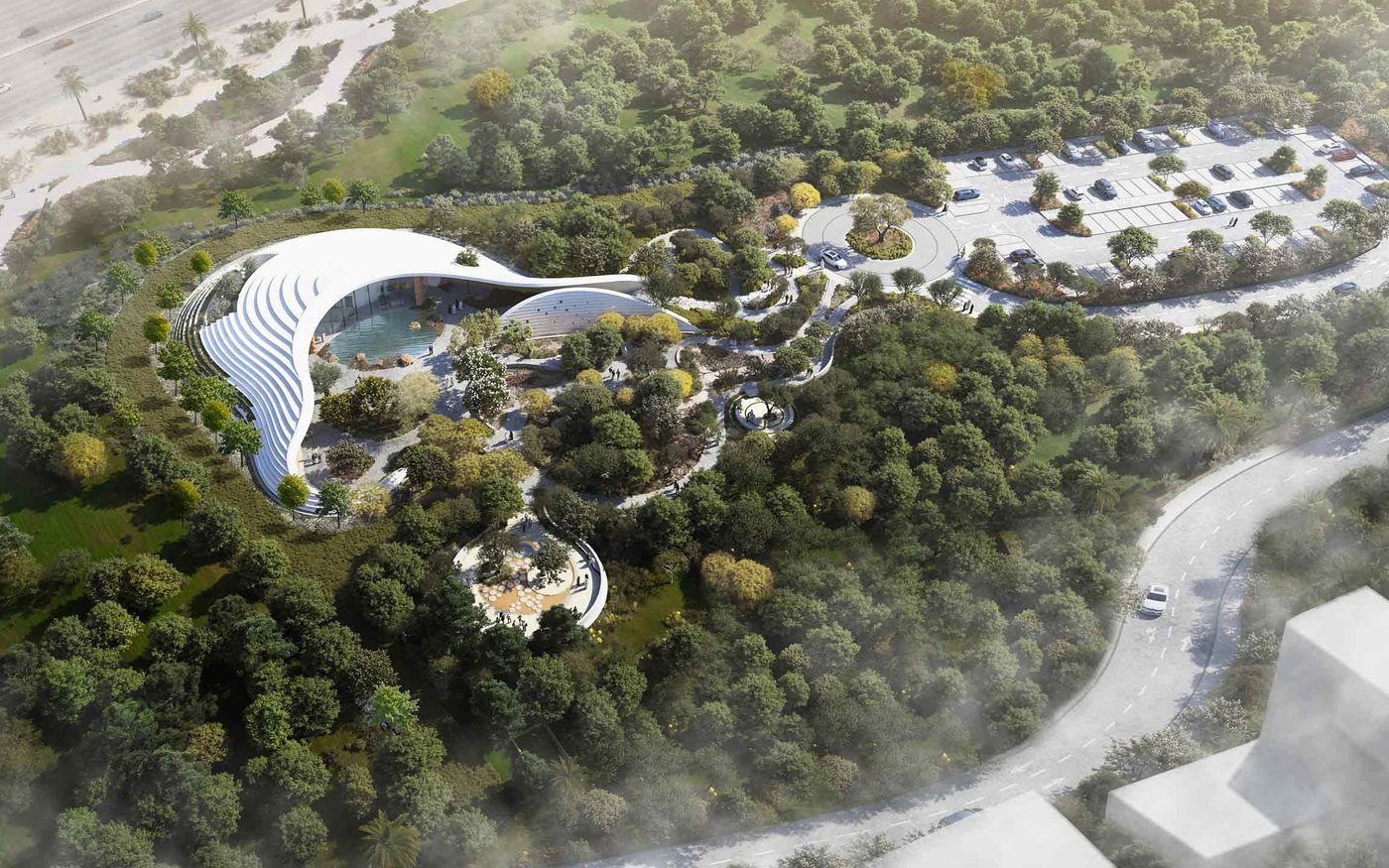 باشگاه مرکزی Ghaf Woods در دل مجموعه‌ی جنگلی